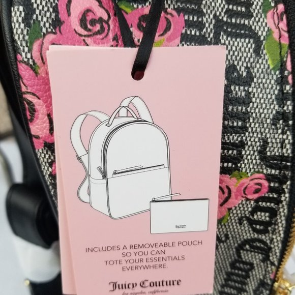 Juicy Couture Pink Bloom Black pull out pouch Backpack Brand New with tags main image 5